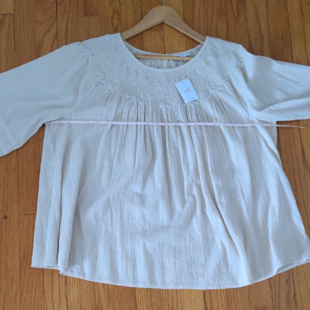 NET J. Jill Beige Blouse with Textured Design size large - Picture 9 of 14